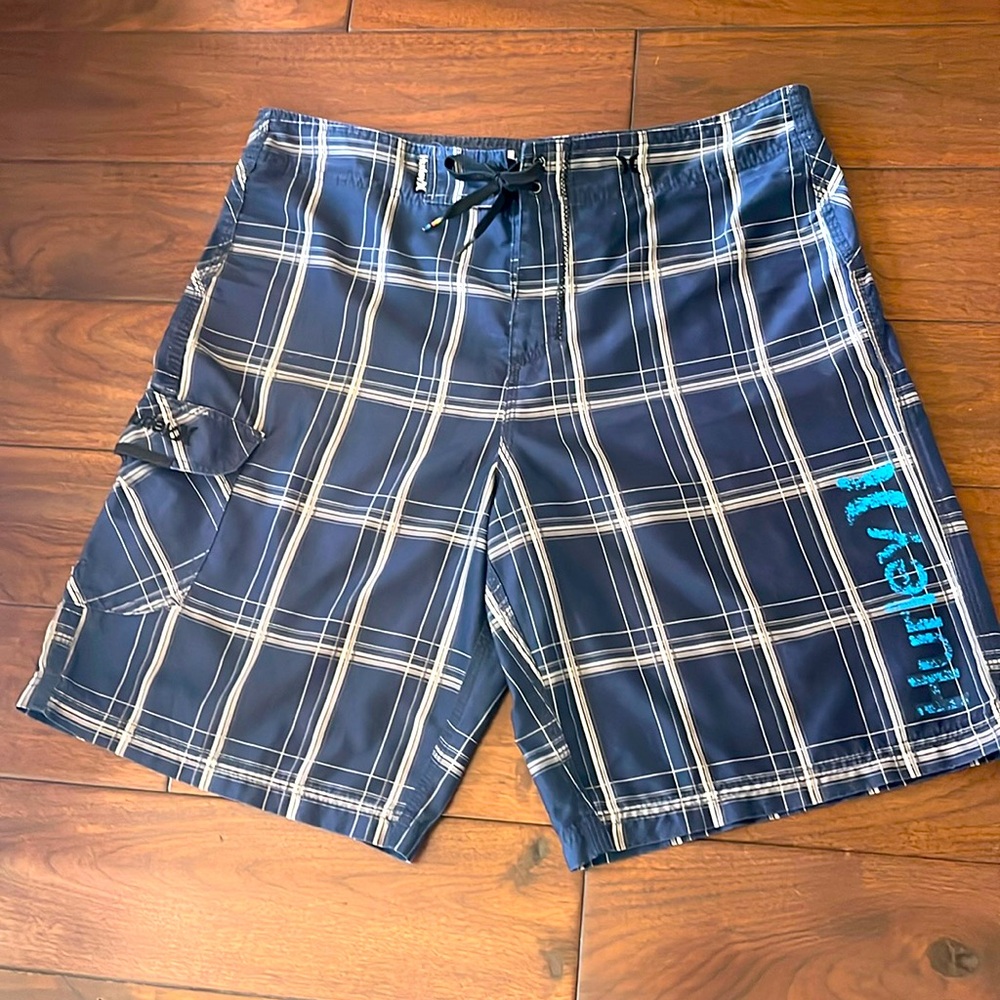 Hurley Mens Board Shorts Blue Plaid